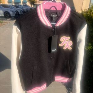 True Religion Black and Pink Women’s  Varsity Jacket